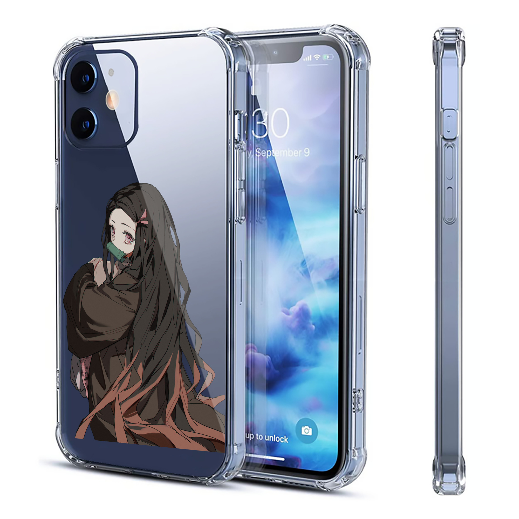 （画像用） 鬼滅の刃（きめつのやいば）竈門 禰󠄀豆子／かまど ねずこ Kamado Nezuko 【iPhone 12シリーズ対応】透明スマホケース（クリアソフトケース）